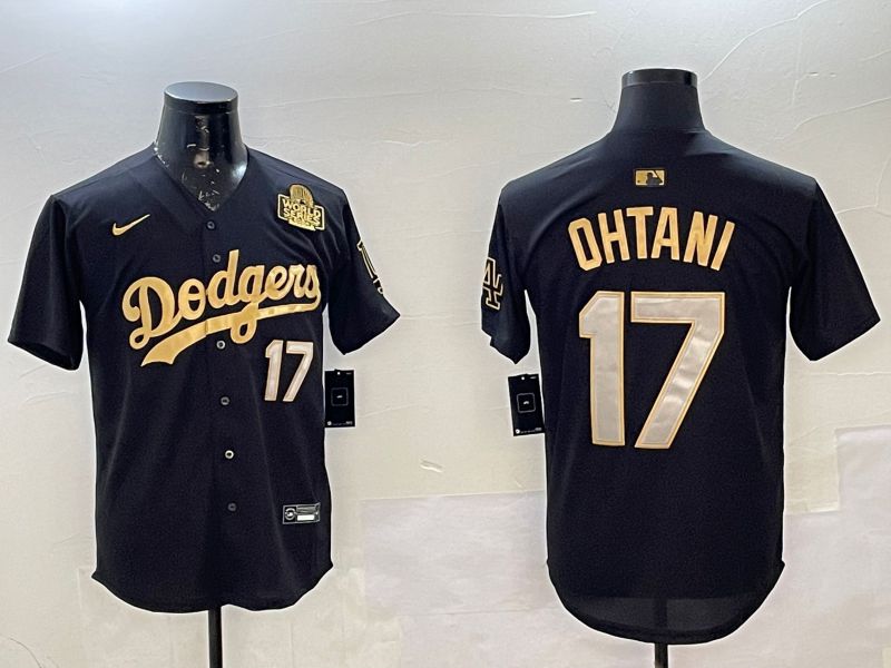 Men Los Angeles Dodgers 17 Ohtani Black Gold Game 2025 Nike MLB Jersey style 02253